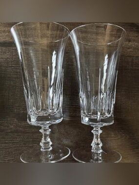 Gorham Crystal Cathedral Iced Tea Glasses Set of 2 Water Goblets Stemware